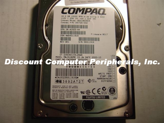 COMPAQ 180726-002 - 18.2GB 3.5 10K SCSI U160 80PIN BD018635C4