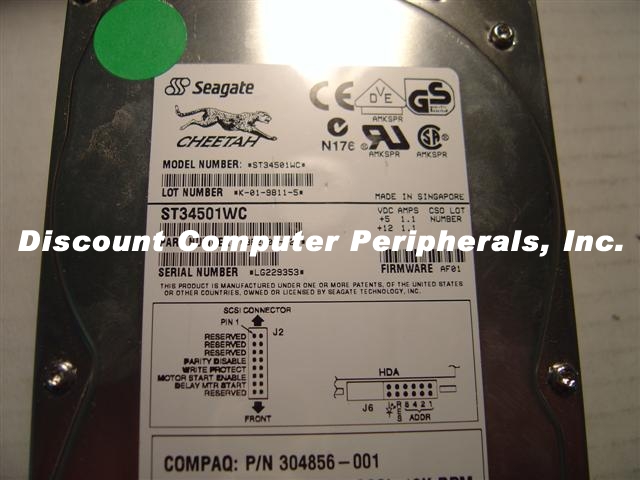 COMPAQ 304856-001 - 4GB 10KRPM LP SCSI SCA 80PIN ST34501WC - Cal