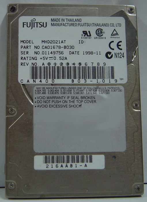 FUJITSU MHD2021AT - 2.1GB 2.5in IDE - Call or Email for Quote.
