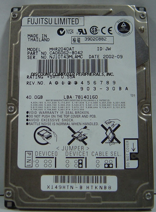FUJITSU MHR2040AT - 40GB 2.5in 4200RPM IDE