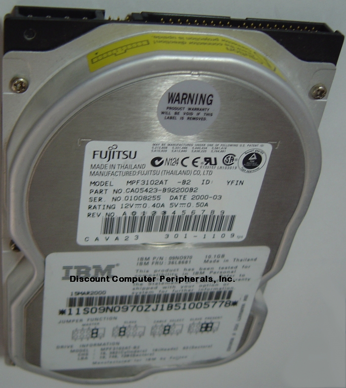 FUJITSU MPF3102AT - 10GB 5400RPM ATA-66 3.5in IDE - 3 Day Lead T