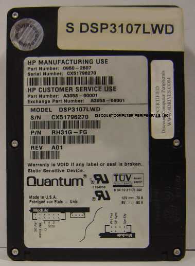HEWLETT PACKARD A3058-60001 - 1.07GB 3.5IN 3H SCSI WIDE DIFF 68