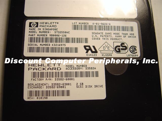 HEWLETT PACKARD D3582A - 2.0GB 3.5 LP SCSI SCA 80PIN - Call or E
