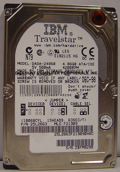 IBM DADA-24860 - 4.8GB 2.5IN 12MM ATA/IDE LAPTOP DRIVE 25L2663