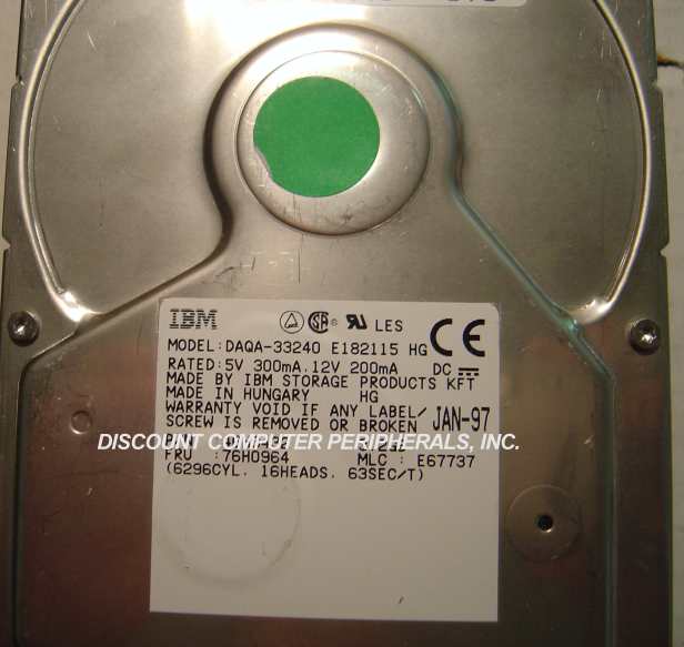 IBM DAQA-33240 - 3.2GB 3.5IN 3H IDE - Call or Email for Quote.