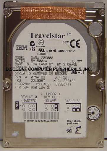 IBM DARA-209000 - 6.4GB 2.5IN LAPTOP 4200RPM DRIVE