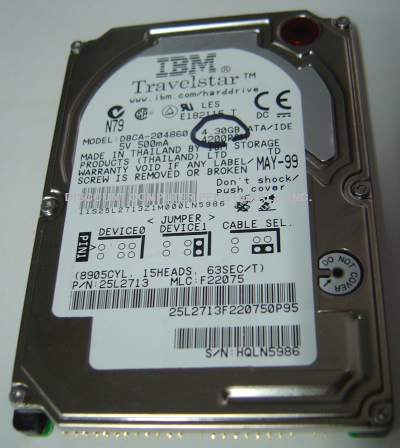 IBM DBCA-204860_4_30GB - SPECIAL 4.30GB 2.5IN IDE LAPTOP DRIVE 8