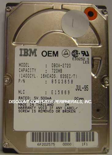 IBM DBOA-2720 - 720MB 2.5IN IDE LAPTOP DRIVE - Call or Email for