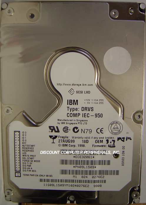 IBM DRVS-18D - 18GB 3.5in 1.6in tall SCSI 80PIN 09L1509