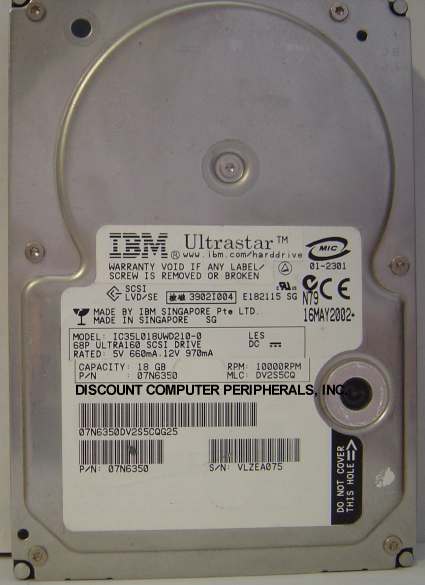 IBM IC35L018UWD210 - 18.35GB 10K RPM SCSI WIDE LVD U160 -0 - Cal