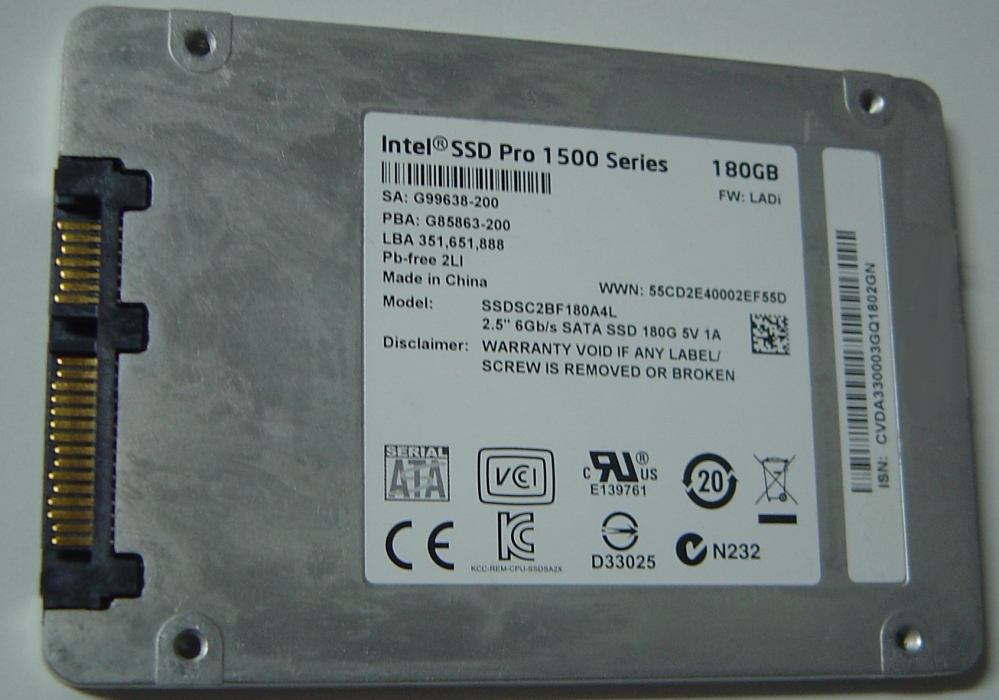 INTEL SSDSC2BF180A4L - 180GB SSD SOLID STATE SATA III 2.5IN DRIV