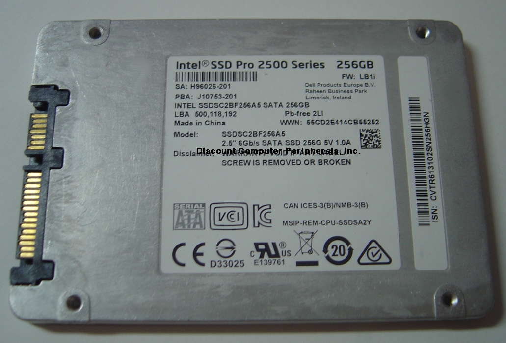 INTEL SSDSC2BF256A5 - 256GB SSD SOLID STATE SATA III 2.5IN DRIVE