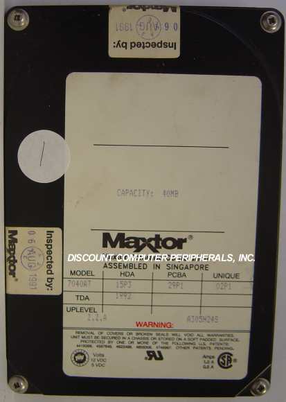 MAXTOR 7040AT - 40MB 3.5IN IDE - Call or Email for Quote.