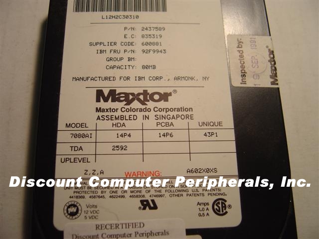 MAXTOR 7080AI - 80MB 3.5IN IDE - Call or Email for Quote.