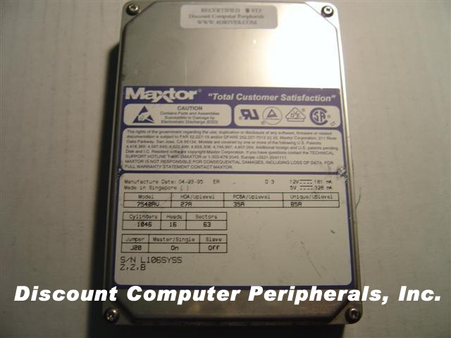 MAXTOR 7540AV - 540MB 3.5in IDE DR - Call or Email for Quote.