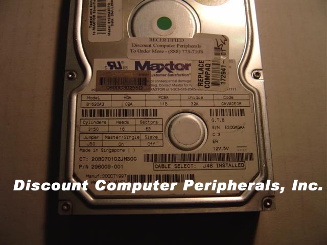 MAXTOR 81620A3 - 1.6GB 3.5in IDE DR - Call or Email for Quote.