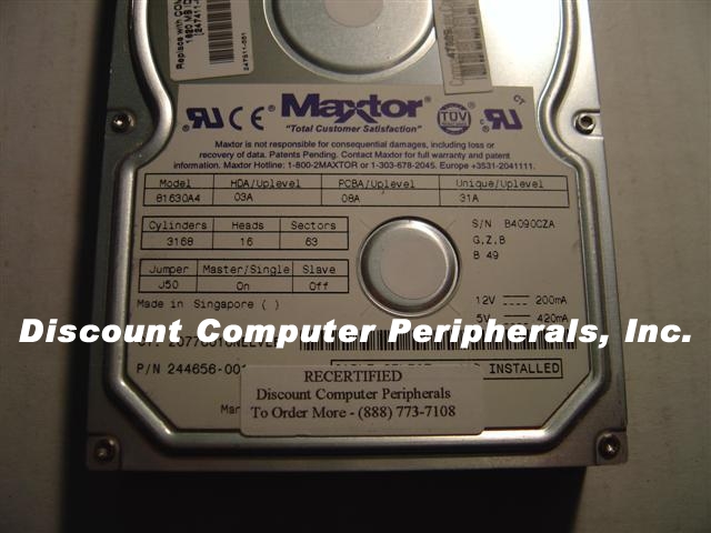 MAXTOR 81630A4 - 1.6GB IDE 3.5 - Call or Email for Quote.