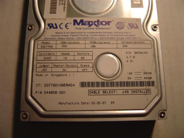 MAXTOR 82577A6 - 2.5GB IDE 3.5in - Call or Email for Quote.