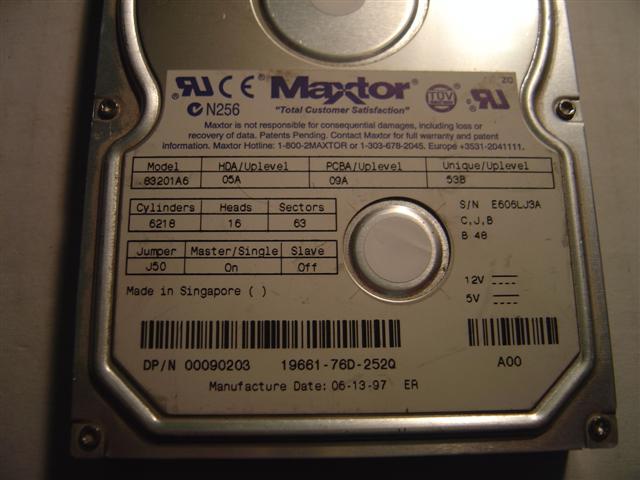 MAXTOR 83201A6 - 3.2GB 3.5in IDE - Call or Email for Quote.