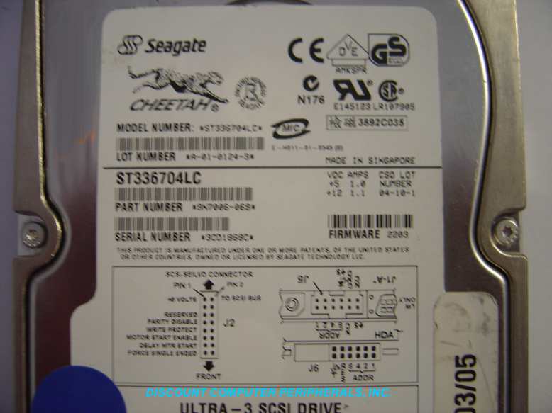SEAGATE ST336704LC - 36GB 10K RPM SCSI U160 80PIN - Call or Emai