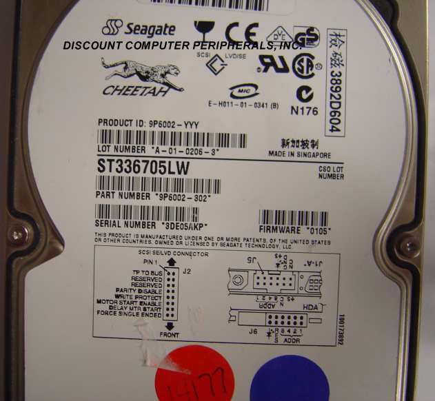 SEAGATE ST336705LW - 36.7GB 3.5IN 3H SCSI WIDE 68-PIN - 3 Day Le