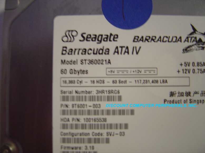 SEAGATE ST360021A - 60GB 3.5in IDE LP - Call or Email for Quote.
