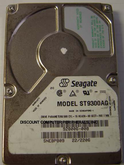 SEAGATE ST9300AG - 262MB IDE 2.5IN - Call or Email for Quote.