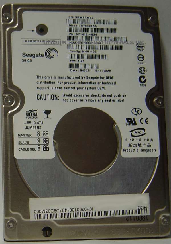 SEAGATE ST93015A - 30GB IDE 2.5 inch Drive