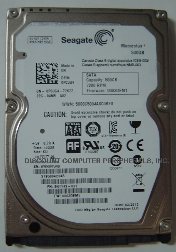 SEAGATE ST9500423AS - 500GB 7200RPM SATA-300 2.5in LAPTOP DRIVE