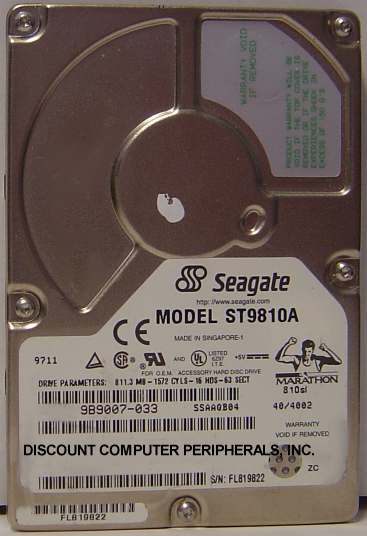 SEAGATE ST9810A - 810MB IDE 2.5IN - Call or Email for Quote.