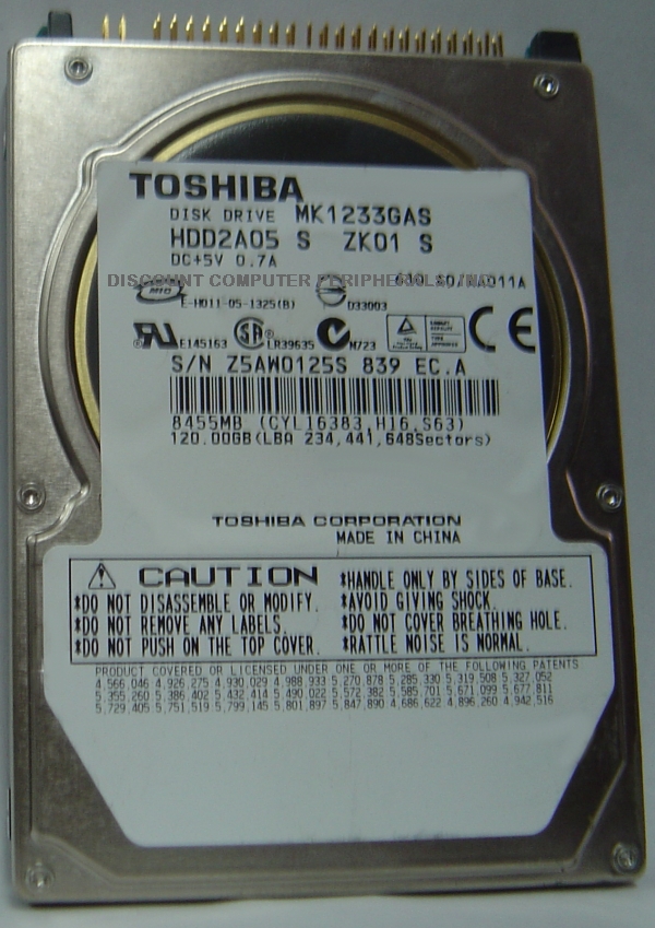 TOSHIBA MK1233GAS - 160GB 2.5IN 4200RPM ATA-100 IDE HDD2A05 - Ca