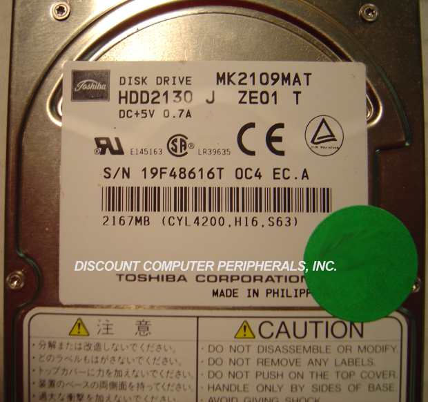 TOSHIBA MK2109MAT - 2.16GB 2.5IN IDE HDD2130