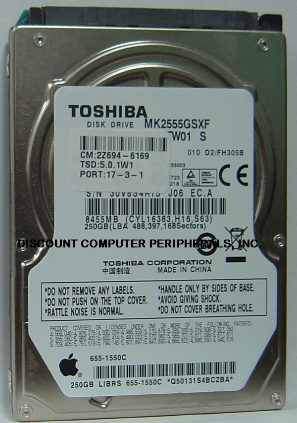 TOSHIBA MK2555GSXF - 250GB 5400RPM SATA-300 2.5 INCH HDD2H74 - C