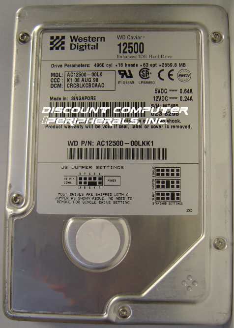 WESTERN DIGITAL AC12500 - 2.5GB 3.5IN 3H IDE CAVIAR WDAC12500 -