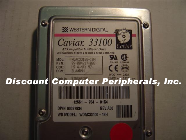 WESTERN DIGITAL AC33100 - 3.2GB 3.5IN 3H IDE CAVIAR WDAC33100 -