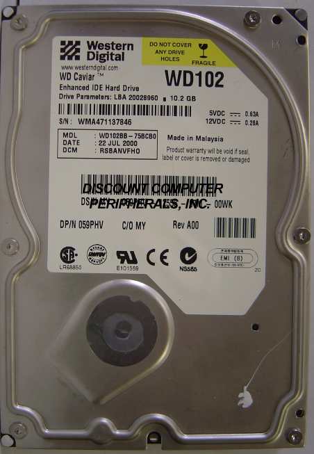 WESTERN DIGITAL WD102BB - 10GB 7200RPM ATA-100 3.5IN IDE LP WD10