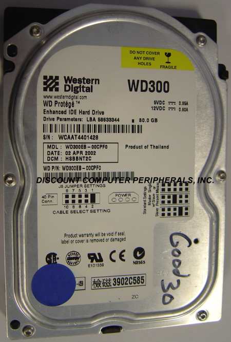 WESTERN DIGITAL WD300EB - 30GB 5400RPM ATA/100 3.5IN IDE LP - Ca