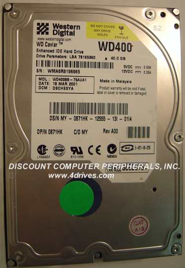 WESTERN DIGITAL WD400BB - 40GB 7200RPM ATA100 3.5IN IDE - Call o