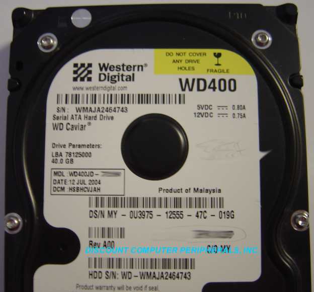 WESTERN DIGITAL WD400JD - 40GB 7200RPM SATA 3.5IN IDE - Call or