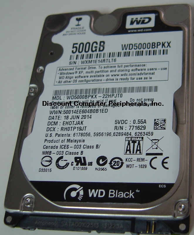 WESTERN DIGITAL WD5000BPKX - 500GB WD BLACK 7200 RPM SATA 6 Gb/s